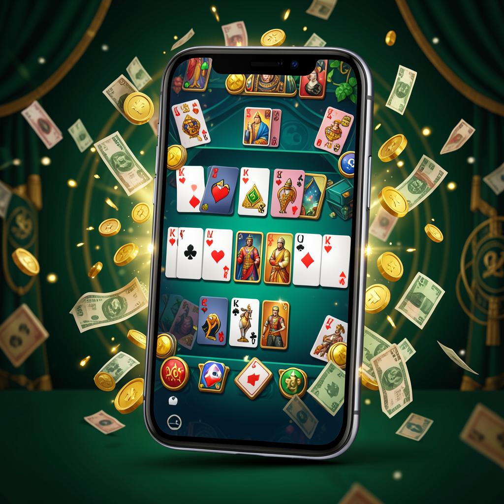 Money Rummy app showing a real cash rummy table with coins and cards